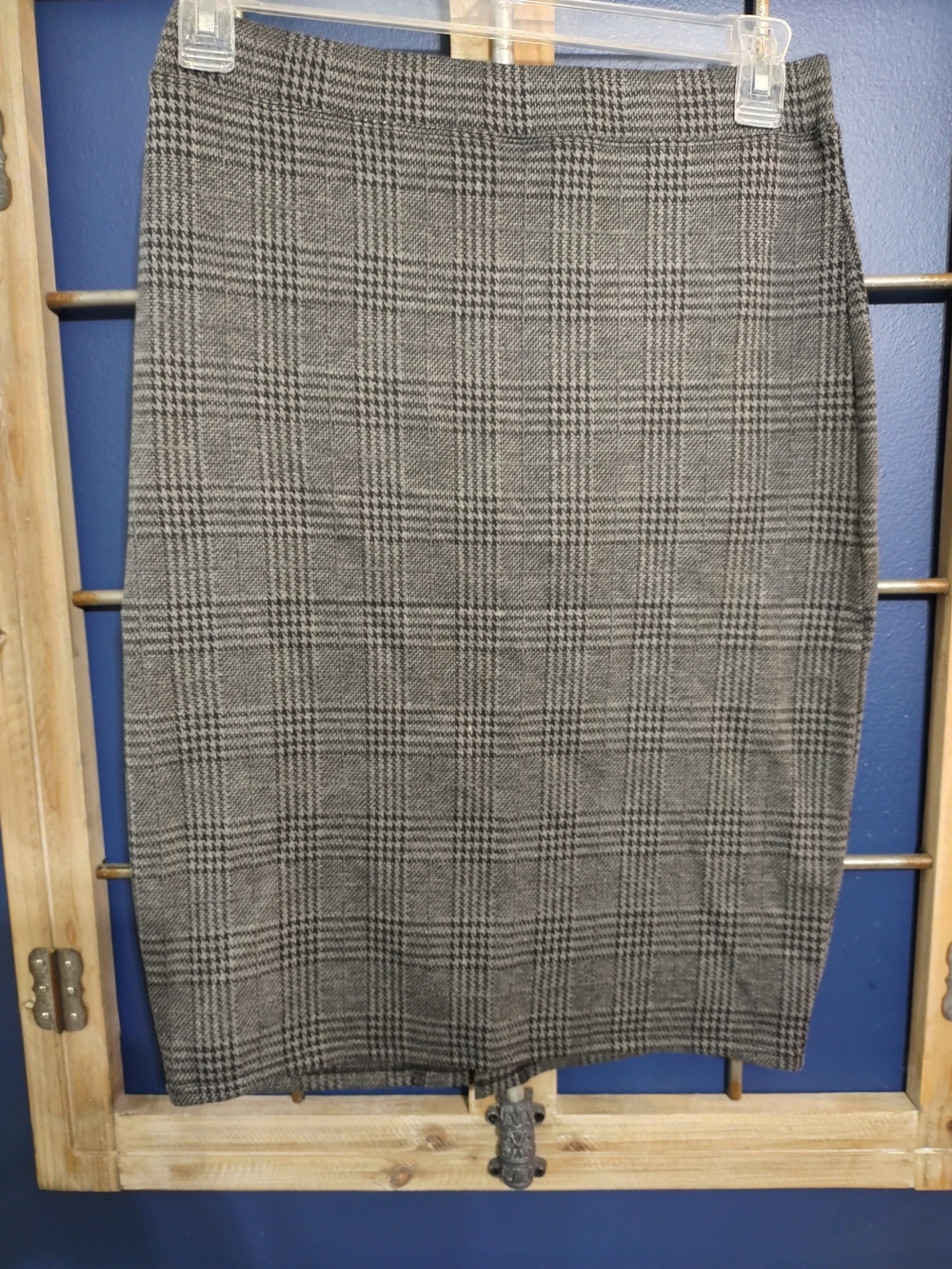 HALARA Gray Plaid Pencil Skirt